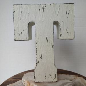 Metal Letter T Vintage Rose Blush Antique Distressed Thick Shelf Wall Decor